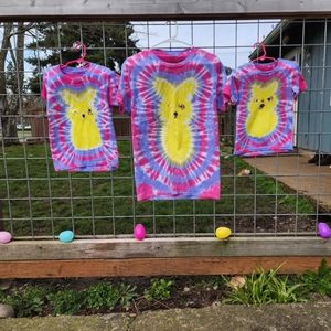 Tyedye Easter Bunny Peep Shirt Adult 2XL-3XL Purple|Pink